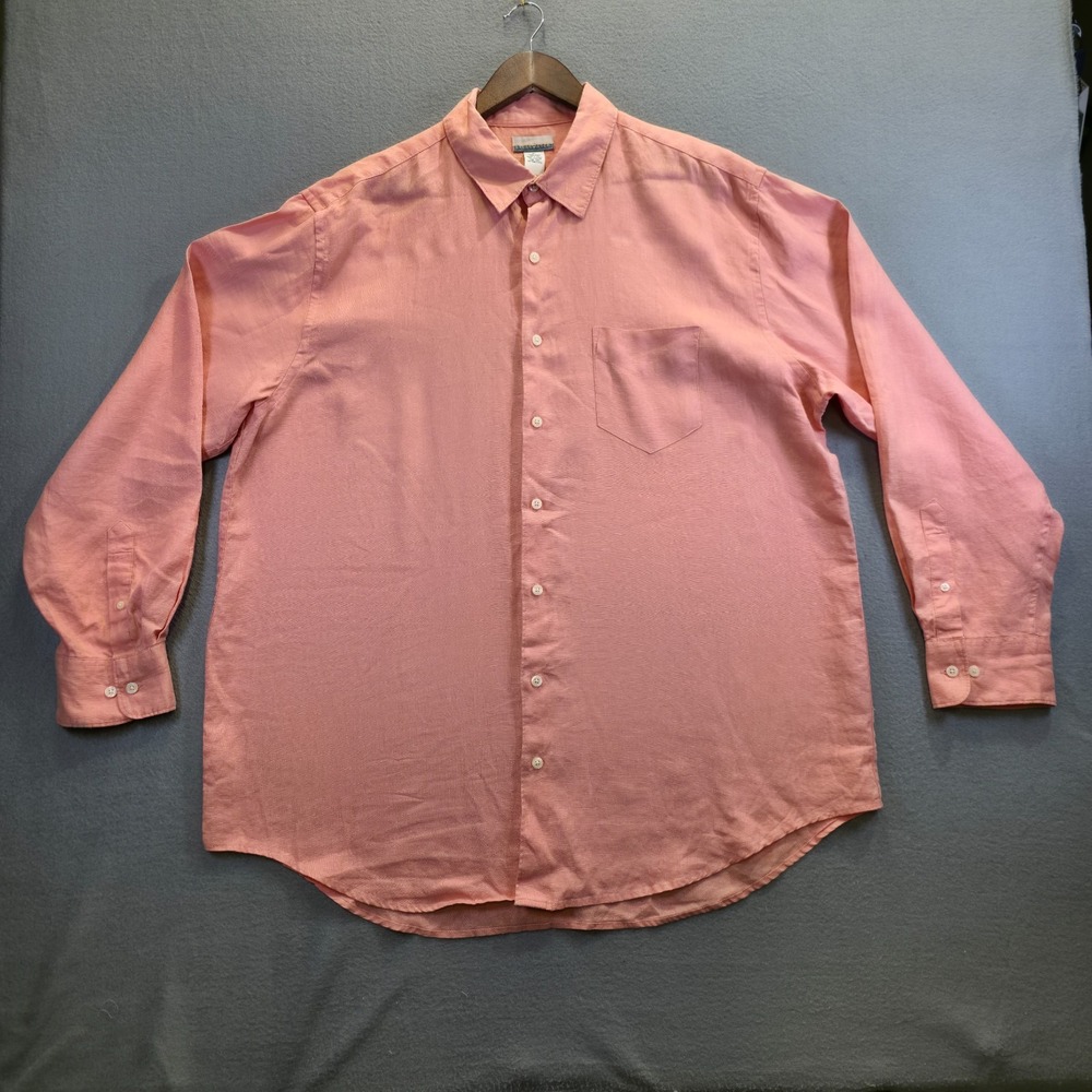 Breakwater Men's 100% Linen Long Sleeve Button Up Shirt Size XL‎